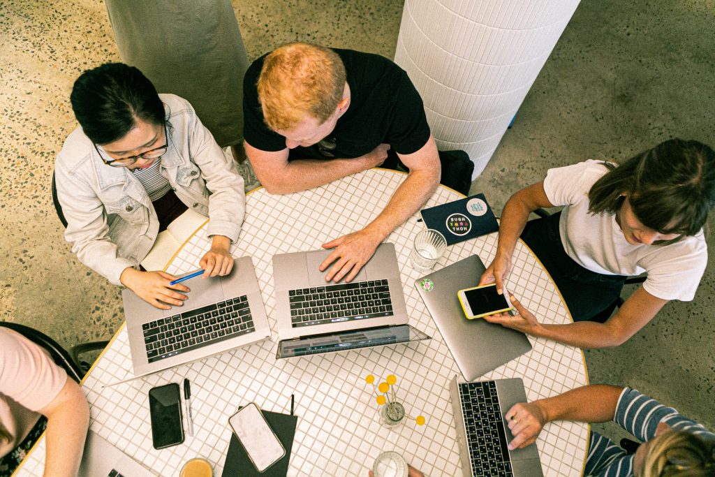 three accountants working in a table