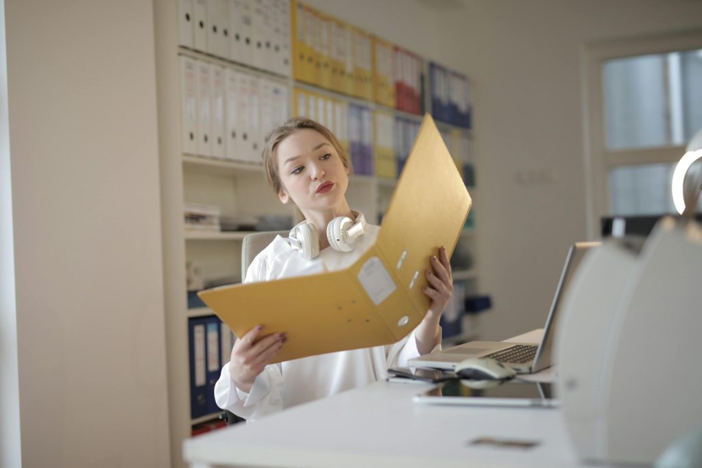 accountant checking a company file