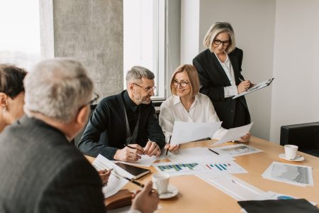 senior accountants having a meeting