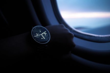 checking the time while on an airplace